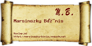 Marsinszky Bónis névjegykártya